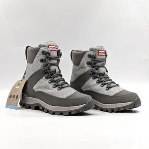 Hunter Women Glitter Silver Grey Commando Winter Boots size 8